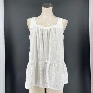 New Anthropologie Top Sleeveless White Tank Eyelet